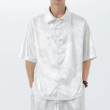 M-5XL Plus Size Men Kung Fu Shirt Hot Chinese Traditional Men's Casual Top Dragon Pattern Short Sleeve Summer Clothing for Male - Lootquake