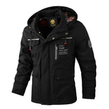 Fashion Men Casual Windbreaker Jacket Hooded Jacket Man Waterproof Outdoor Soft Shell Winter Coat Clothing Warm Fleece Thick - Lootquake