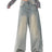 Women's American Vintage Washed Thin Jeans Street Casual Neutral Style Blue Denim Trousers Female High Waist Straight Pants - Lootquake
