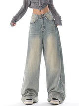 Women's American Vintage Washed Thin Jeans Street Casual Neutral Style Blue Denim Trousers Female High Waist Straight Pants - Lootquake
