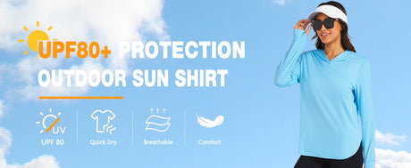 TACVASEN UPF 80+ Quick Dry Hooded T-Shirts Womens Summer Long Sleeve Sun UV Protection Tees Breathable Thumb Holes Pullover Tops - Lootquake