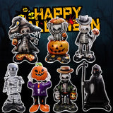 Halloween Decor Giant Standing 3D Foil Balloon Witch Pumpkin Tombstone Mummy with Base Haunted House Yard Displays Party Prop