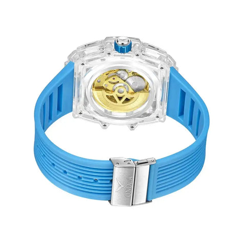 Luxury men's watch onola plastic transparent hollow full automatic mechanical watches men waterproof clock - Lootquake