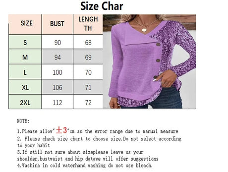 4 Color Blocked Button Long Sleeved Blouse Irregular Collar Women's Casual T-shirt Street Fashion Daily Autumn Top - Lootquake