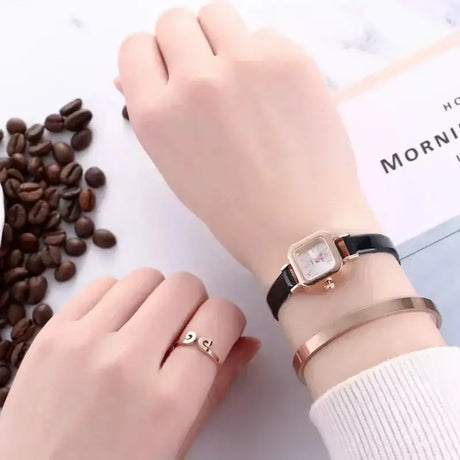 Women Watch Small Square Dial Thin Leather Strap Ladies Wristwatch Elegant Female Watches Casual Relogios Feminino Reloj - Lootquake