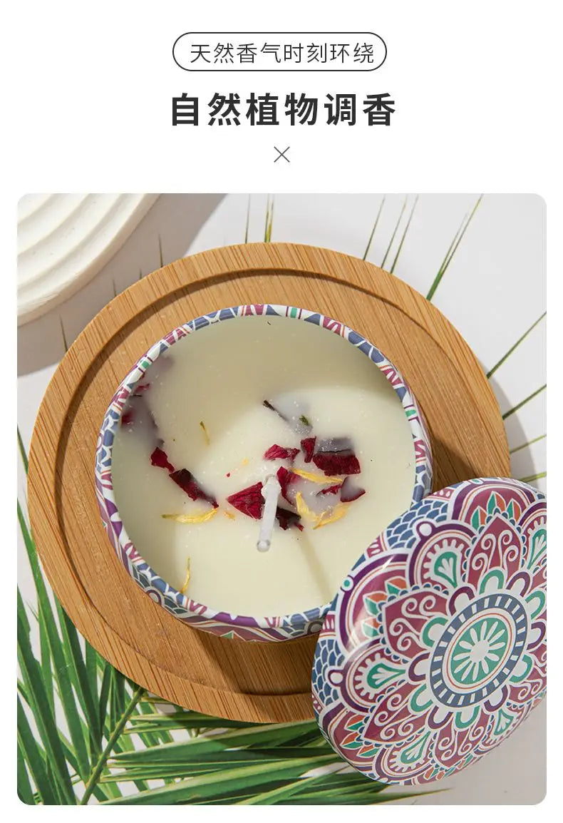 Velas aromáticas de osmanthus y gardenia con pétalos. Pequeñas velas aromáticas románticas para cumpleaños de niñas. Aromaterapia para el hogar.