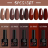 LILYCUTE 5Pcs/Set 7ML Red Brown Nail Gel DIY Nail Art Semi Permanent UV Gel Polish Long Lasting Design Manicure Kit Supplies