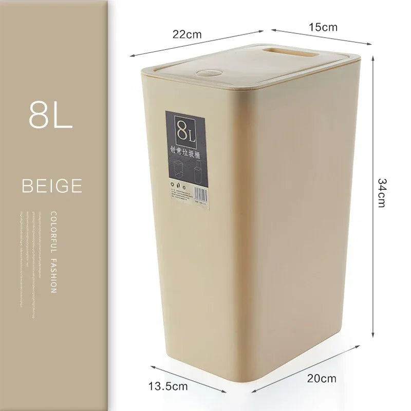 Press Waste Bin with Lid Kitchen Big Storage Food Trash Can Home Recycling Bins Bathroom Trash Can Basket Food Grade Garbage