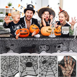 Halloween Decorations Set Spider Web Table Runner Fireplace Scarf Cover Tablecloth 3D Bats Wall Stickers Halloween Party Decor