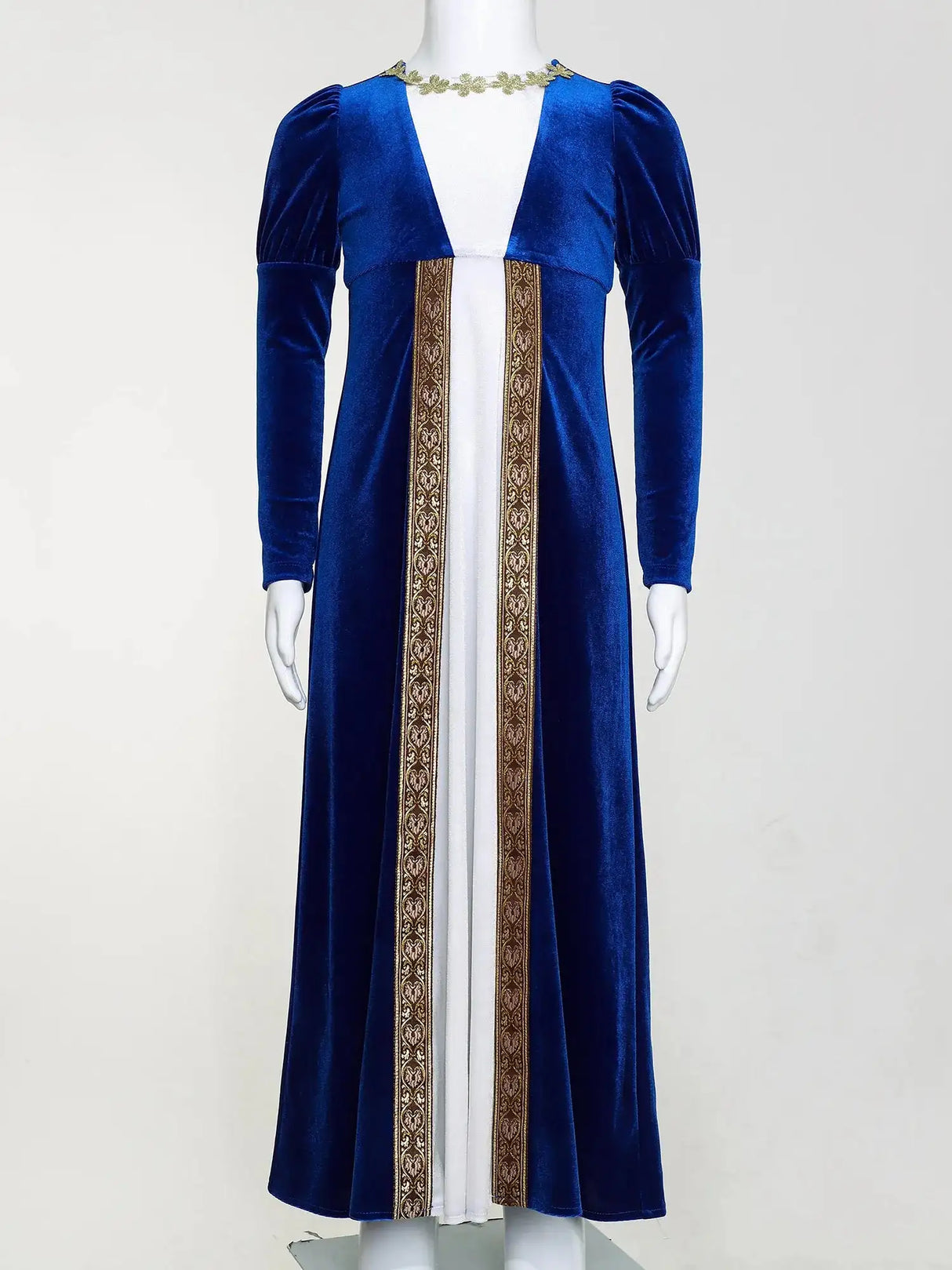 Girls Velvet Medieval Princess Dress Long Sleeve Renaissance Retro Robe Ancient Roman Long Dress for Halloween Carnival Party