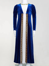 Girls Velvet Medieval Princess Dress Long Sleeve Renaissance Retro Robe Ancient Roman Long Dress for Halloween Carnival Party
