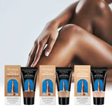 Loción de maquillaje para piernas, corrector duradero, tono de piel uniforme, bronceado artificial, resistente al agua, hidratante, brillo natural, crema de base corporal marrón