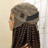 16 Inch Brown Twisted Braided Bob Wig | Full Lace | Kanekalon Fiber | For Black Women
