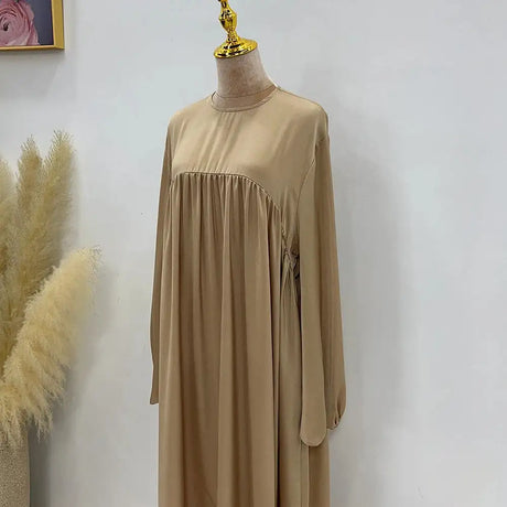 Plain Abaya Muslim Long Dress Women Balloon Sleeve Casual Islamic Clothing Dubai Turkish Modesty Kaftan Ramadan Eid - Lootquake