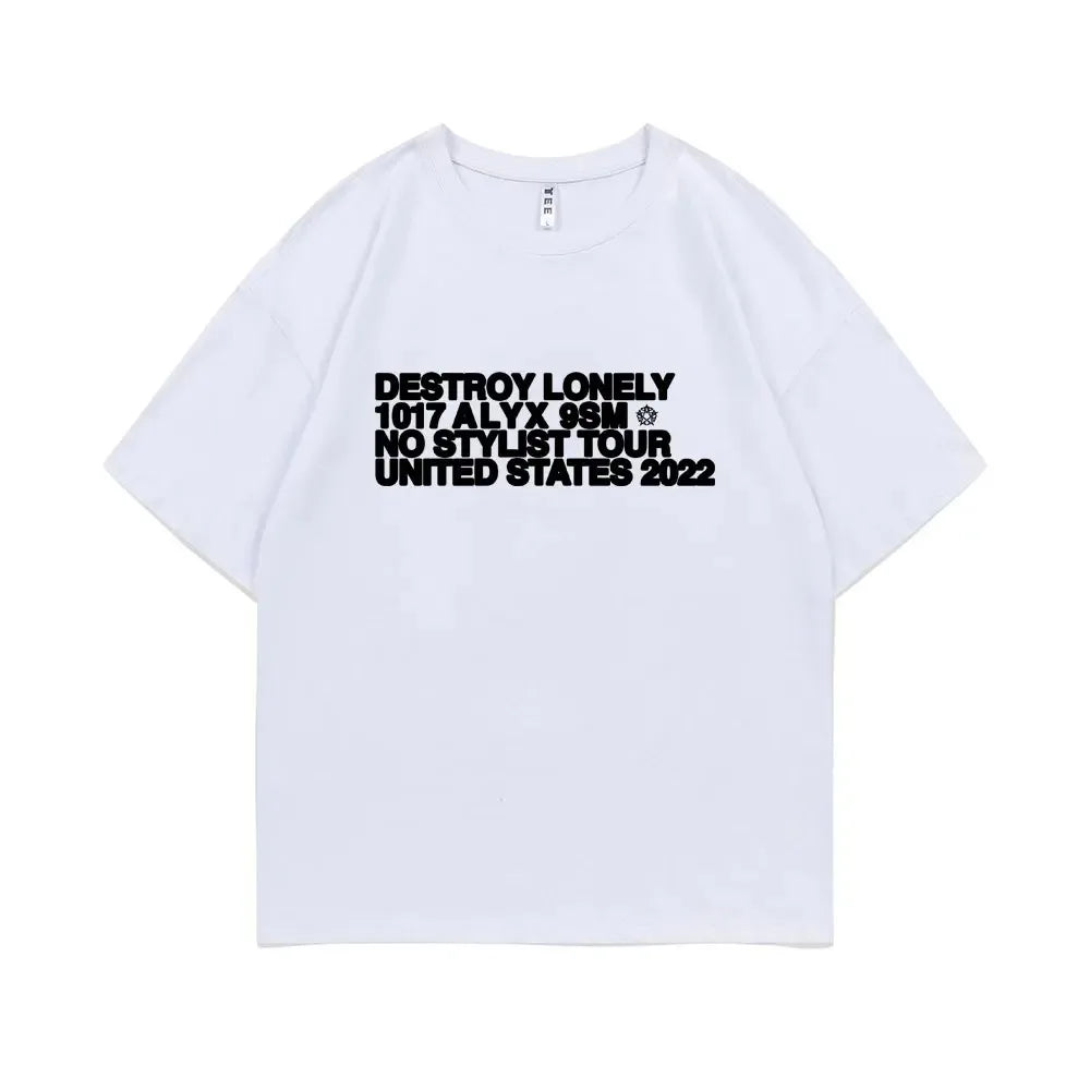 Rapper Destroy Lonely Alyx Print Tshirt Mens Oversized Cotton Short Sleeve Tees Men Hip Hop Rap Style T-shirt Man Street T Shirt - Lootquake
