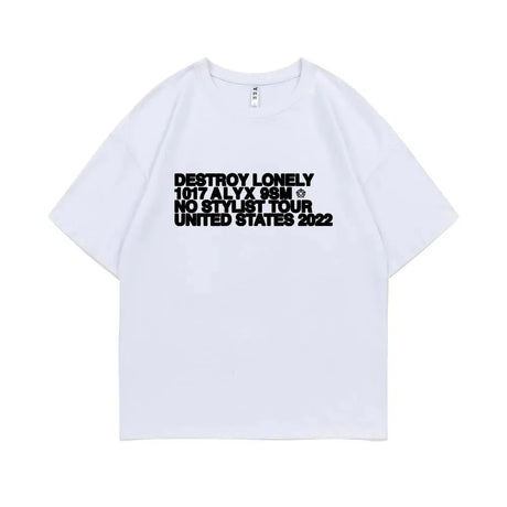 Rapper Destroy Lonely Alyx Print Tshirt Mens Oversized Cotton Short Sleeve Tees Men Hip Hop Rap Style T-shirt Man Street T Shirt - Lootquake