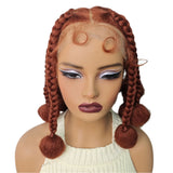 12 Inch Natural Color Synthetic Braided Wig | Transparent Lace Front Knotless Box Braids with Baby Hair for Black Women