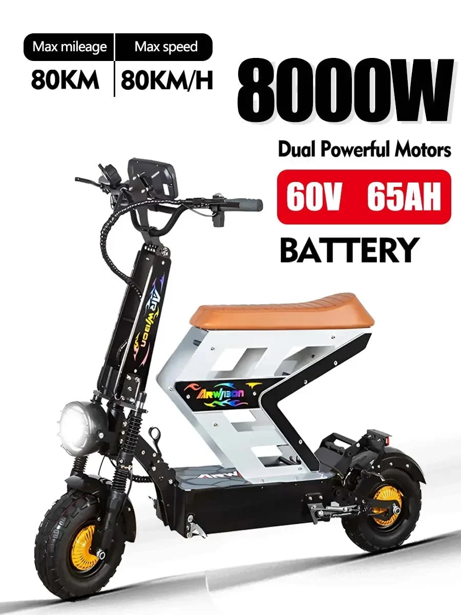m10 8000W 60V 65AH large electric scooter max speed 90-120km/H 13inch off-road tyres lcd display removable large seat  escooter