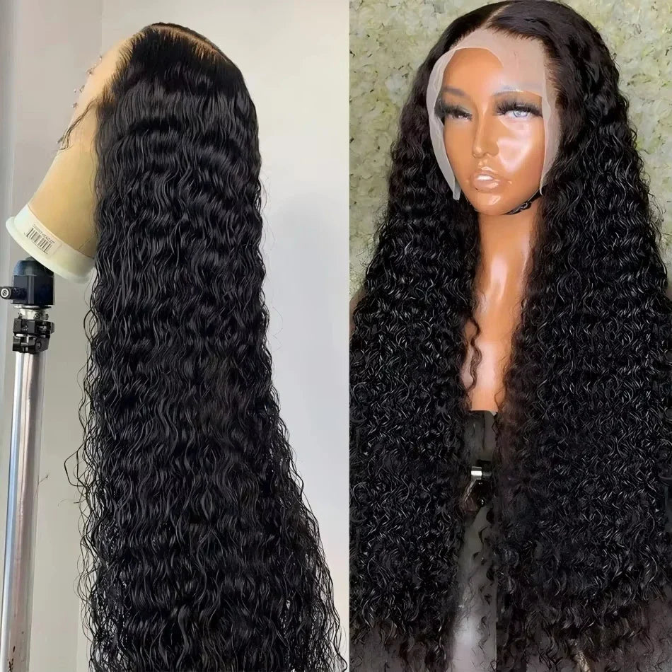 200% Density Deep Wave Curly HD Lace Frontal Wig | 13x6 Glueless Water Wave & 13x4 Pre-Plucked Human Hair Lace Front Wigs (30-40 Inch)