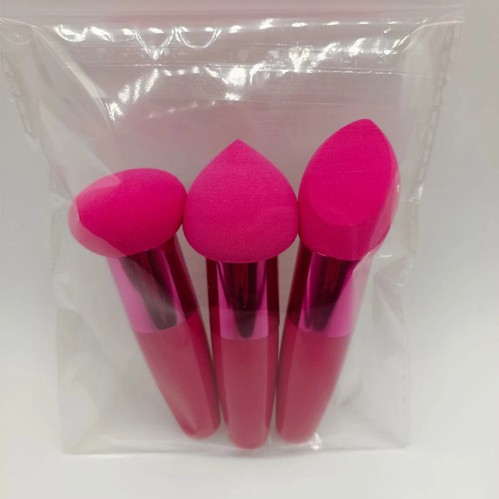 Lot de 3 pinceaux de maquillage pour femme, houppette à tête de champignon, pour fond de teint, correcteur, estompeur, avec manche lisse, outils de beauté