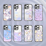 Cartoon Cloud Cat Black Acrylica Border Magnetic Case For iPhone