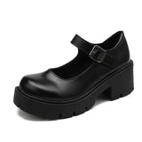 Patent Leather High Heels Mary Jane Shoes Women Japanese Style Ankle Platform Pumps Woman Buckle Jk Uniform Lolita Shoes - Lootquake