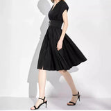 CHCH Women's Long Dress 2024 Summer New V-neck Sleeveless High Waist Slim Black Business Party Women's Wear - Lootquake