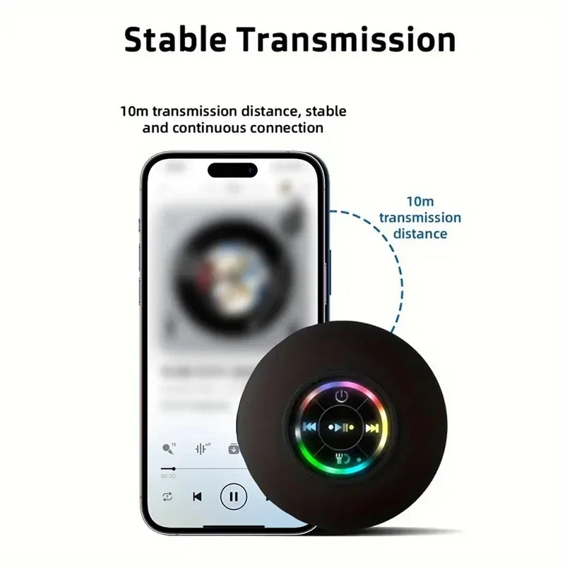 Wireless Bluetooth Speaker IPX4 Waterproof Loudspeaker Long lasting Mini Stereo LED Bathroom Sound Box With Powerful Suction