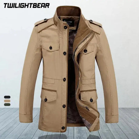 High Quality Men's Casual Jacket 6XL Male Windbreaker Oversized Cotton Classic Jackets Men Clothing Trench Coat A4F5806 - Lootquake