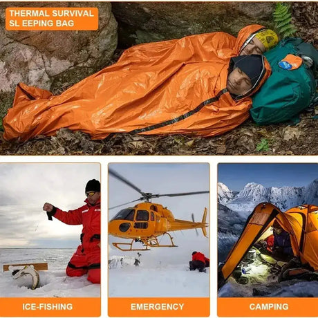 Emergency Sleeping Bag Ultra Waterproof Mylar Thermal Blankets Lightweight Survival Sleeping Bag Keep Warm for Camping Hiking - Lootquake