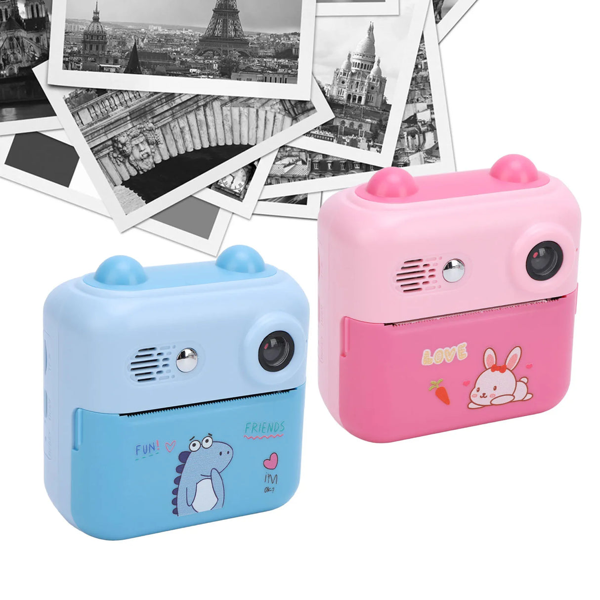 Cámara de impresión instantánea de 50 MP, pantalla de 2,4 pulgadas, protección ocular, 1000 mAh, multifuncional, zoom digital de 16x, 1080P, para viajes.