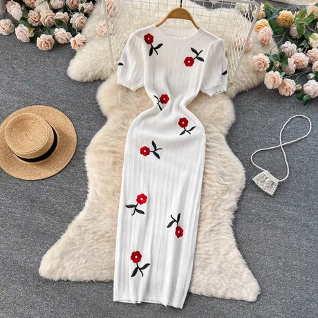 Crochet Dresses Knit Cut Out Dress Jurk Dames Beach Dresses for Women 2023 Short Sleevel Female Vestidos Mujer Maxi Long Dress - Lootquake