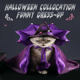 Halloween Pet Costume For Cat Purple Witch Costume Fun Cat Witch Costume Small Dog Outfit Cloak And Hat Set Pet Cos Clothes