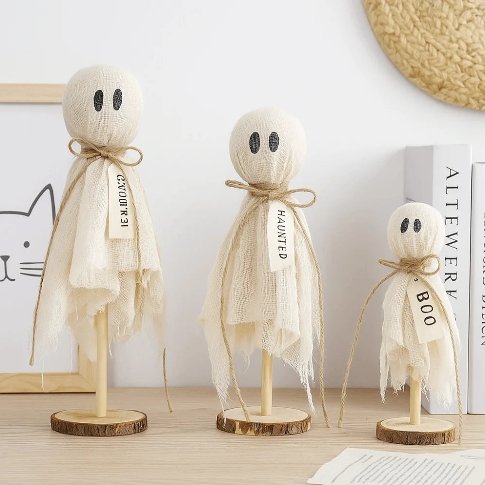 Wooden Crafts Ghost Wooden Stand Spooky Design Unique Ornaments Spooky Wooden Decor Halloween Handmade Decor