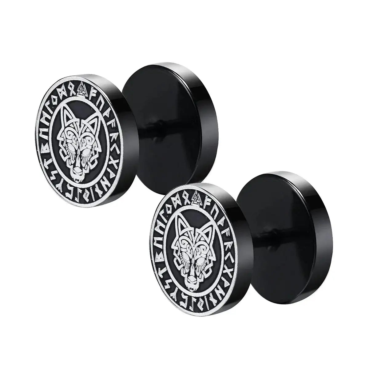 Gothic Norse Viking Runes Stud Earrings for Men Boys,Rock Punk Stainless Steel Valknut Wolf Head Compass Celtic Knot Earrings - Lootquake
