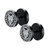 Gothic Norse Viking Runes Stud Earrings for Men Boys,Rock Punk Stainless Steel Valknut Wolf Head Compass Celtic Knot Earrings - Lootquake