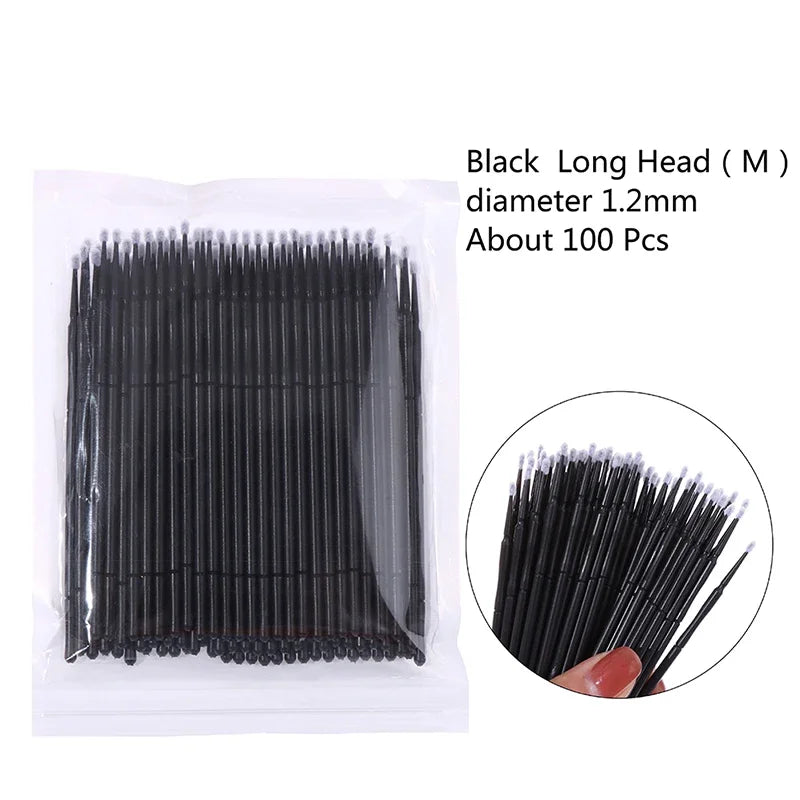 Lot de 100 micro-brosses professionnelles jetables pour extensions de cils, pour maquillage, mascara, pinceaux de maquillage