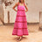 Spaghetti Strap Wave Striped Long Dress Women Square Neck Chic Contrast Sleeveless Beach Dress Flowy Large Swing Maxi Dress - Lootquake