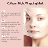 Mascarilla de colágeno desprendible. Mascarilla envolvente nocturna de colágeno. Mascarilla hidratante de colágeno hidrolizado. Cuidado de la piel coreano.