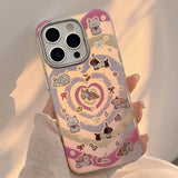 Korean Gilding Laser Colorful Love Heart Cartoon Puppy Phone Case For iPhone