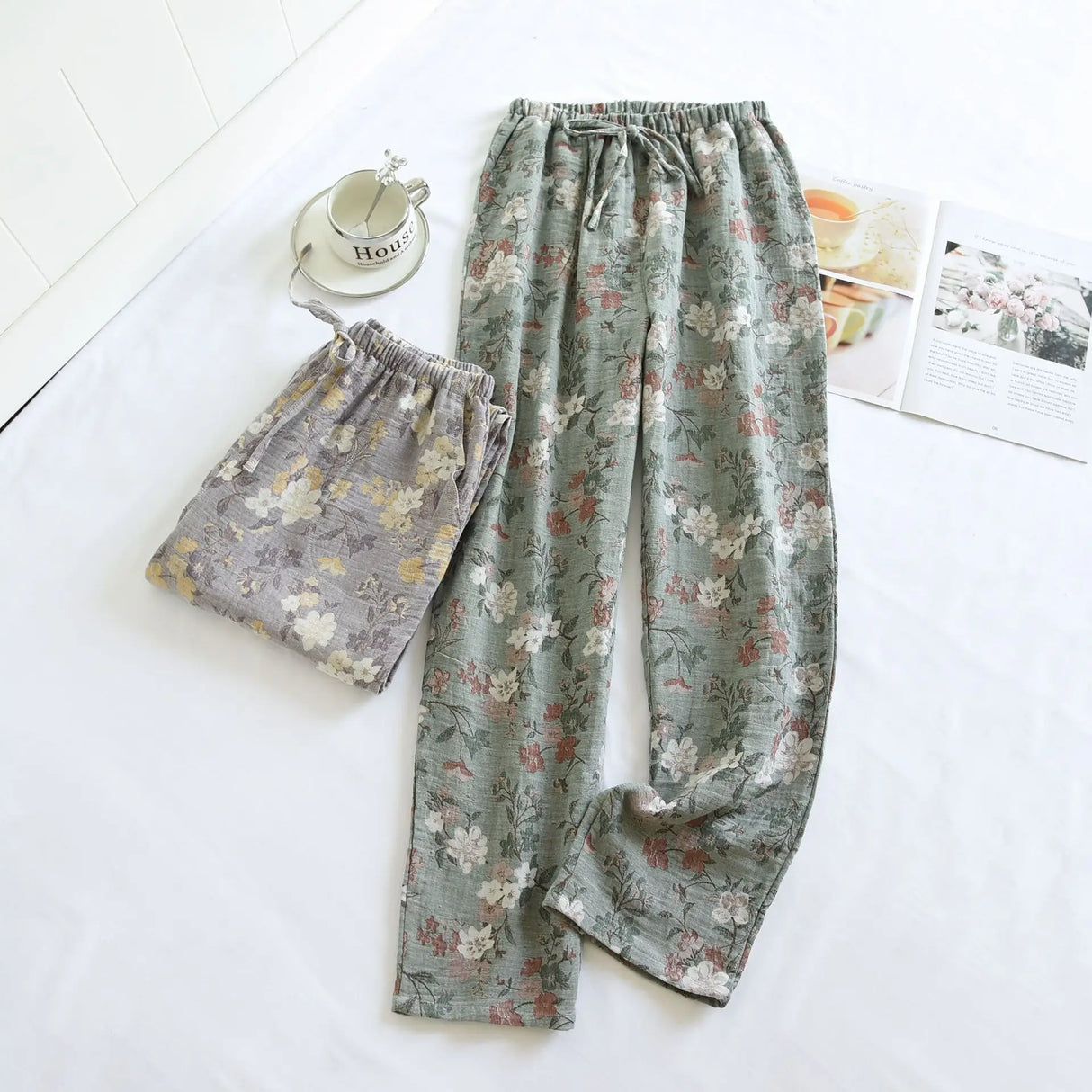 Pyjama 100 % coton pour femme, pantalon ample et confortable, idéal pour l'automne et l'hiver