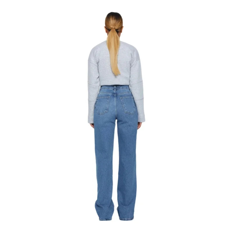 Trendyol TYZA Women's Jeans Casual Beltless Wide Leg Denim Plain Jeans Wide Leg Casual Pants Denim Pants - Lootquake