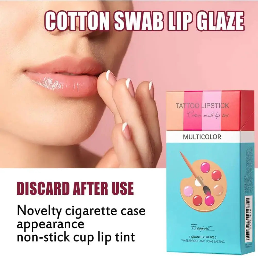 20cs/Set Liquid Lipstick Non-Stick Cigarette Tattoo Swab Cotton Makeup Waterproof Moisturizing Lip Gloss Portable Design Ko M6Y4