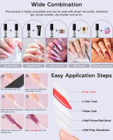 7ml No Wipe Glossy Top Coat, High Glossy Shine Effect Soak Off Gel Nail Polish Long Lasting for Salon Home DIY Manicure Nail Art