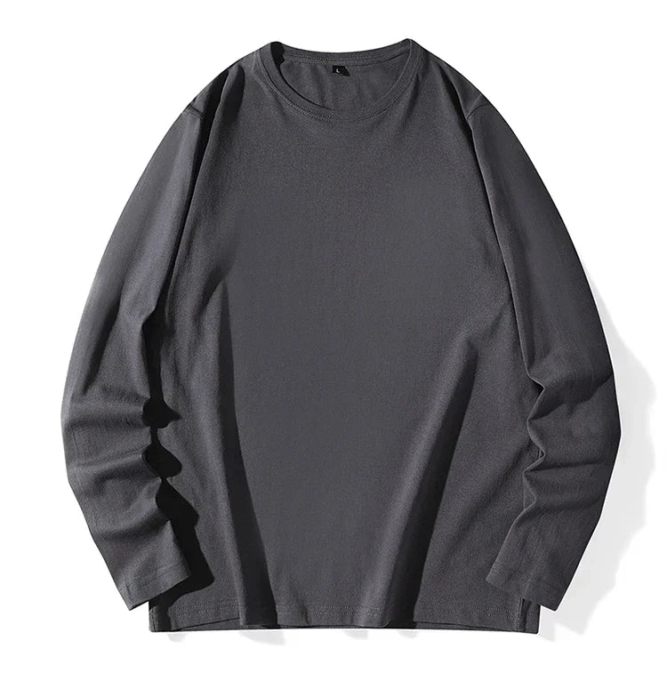 Men's Spring and Autumn New Long Sleeve T-shirt Simple and Fashionable Versatile Round Neck Underlay Top - Lootquake