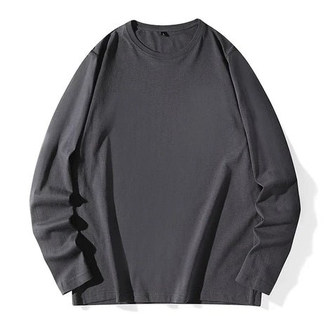 Men's Spring and Autumn New Long Sleeve T-shirt Simple and Fashionable Versatile Round Neck Underlay Top - Lootquake