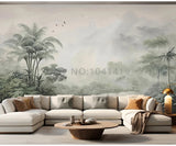 Tropical Green Plants Coconut Trees Distant Mountain Birds 3D Mural Wallpaper Restaurant Clubs KTV Bar Modern Personality Murals