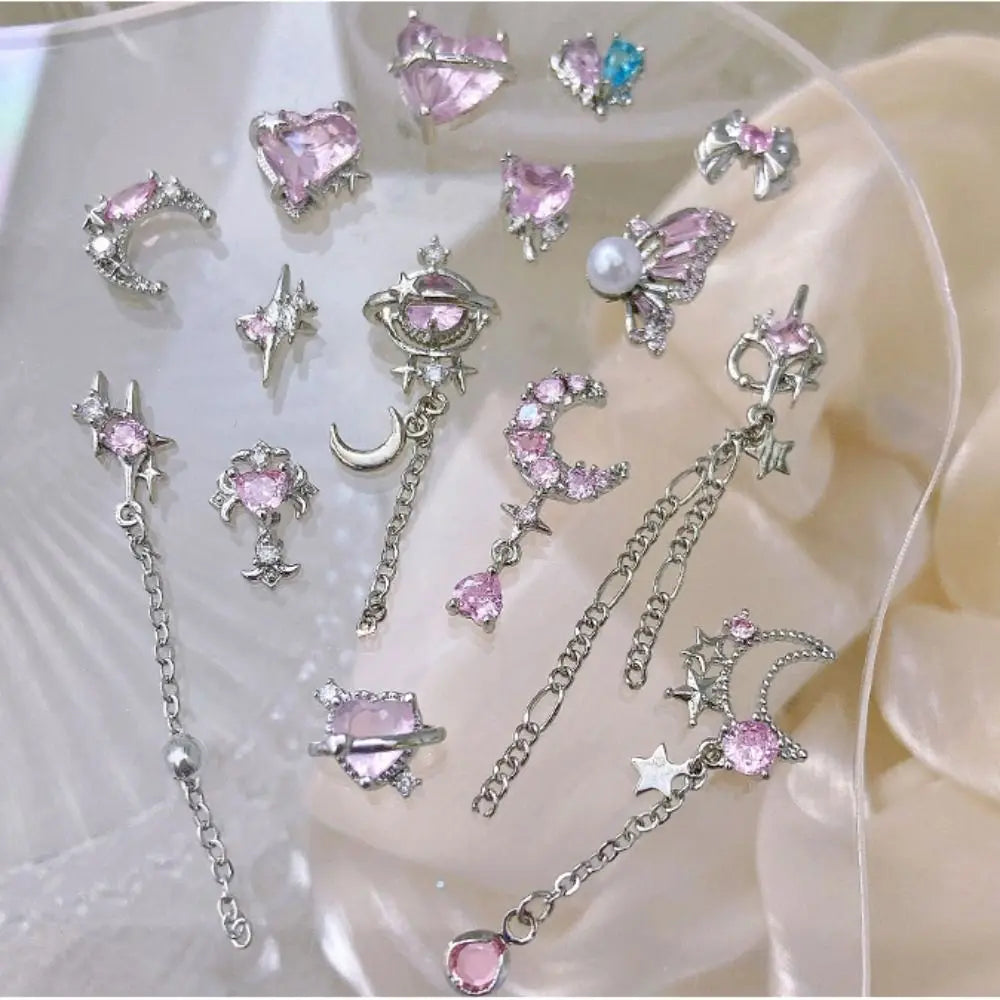Light Luxury Charms Luxury Nails DIY Nail Charms Japanese Style Pink Jewel Nails Decor Manicure Ornaments Alloy
