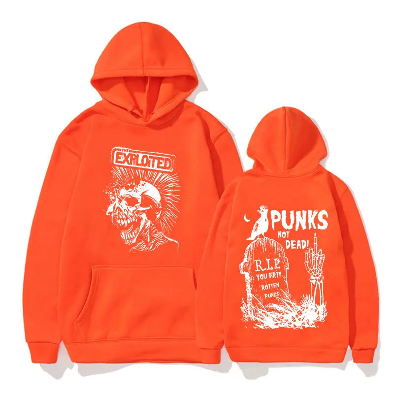 Rock Band The Exploited Not Dead Pullover Hoodie Men's Fashion Hip Hop Sweatshirts Unisex Punk Retro Oversized Hoodies Streetwea - Lootquake