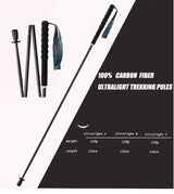 110g Ultra Light Weight Trekking Poles Folding Hiking Sticks Portable Carbon Fiber Collapsible Nordic Walking Cane Sticks Bags - Lootquake